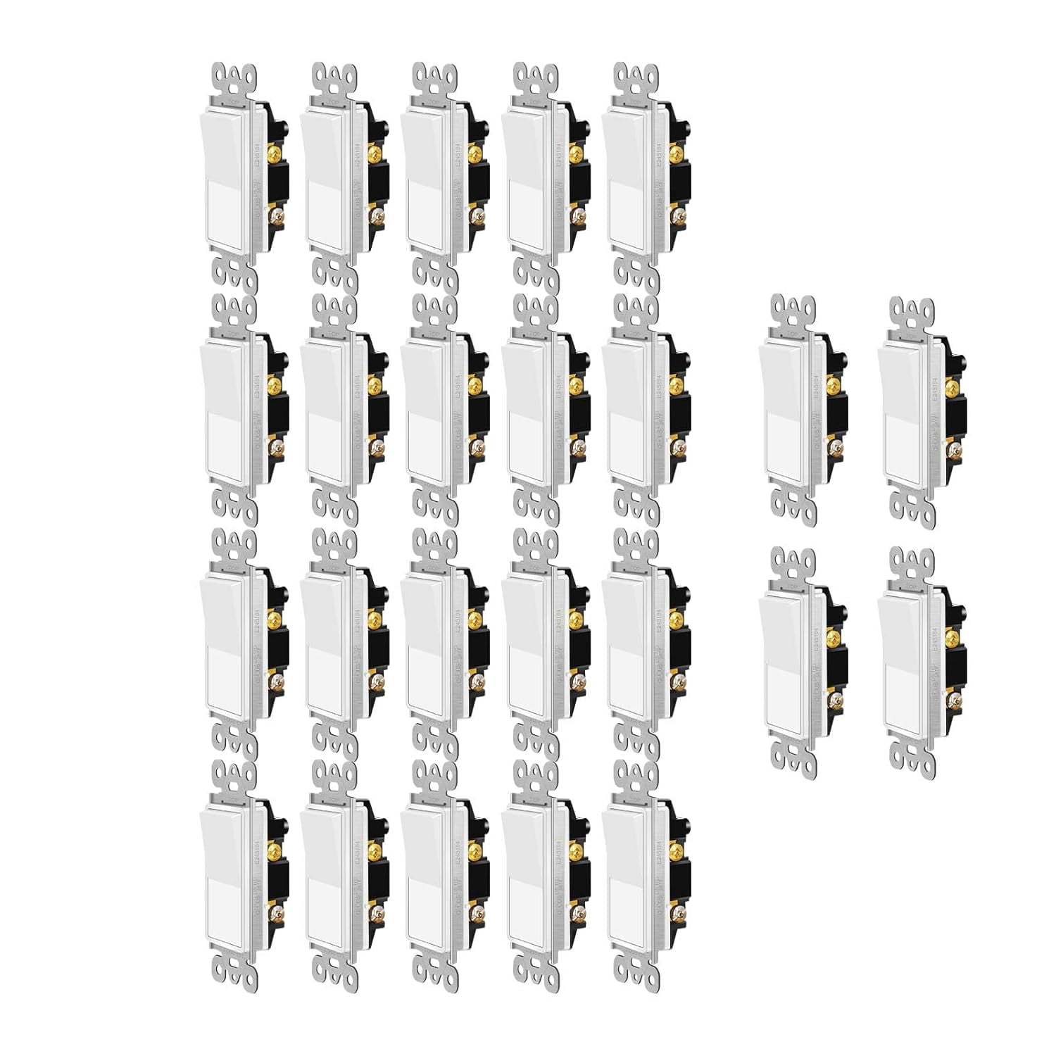 3 Way Switch,24PK 15A Three Way Rocker Light Switches White,Decorative ...