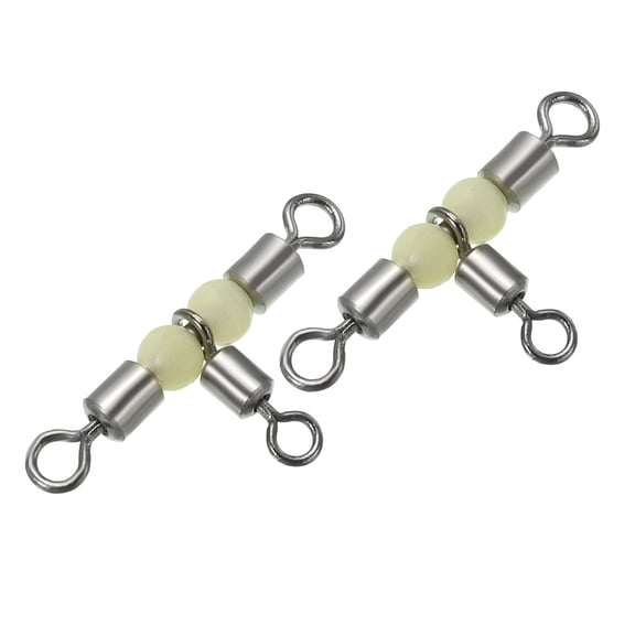 3 Way Swivel 1.3x0.7 Inch Cross Line Rolling Terminal with Luminous Beads, Black, 30 Pack