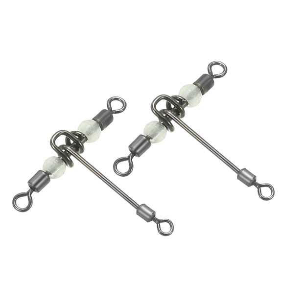 3 Way Swivel 17lbs Cross Line T Turn Rolling Terminal Tackle with Luminous Beads, Black, 25 Pack