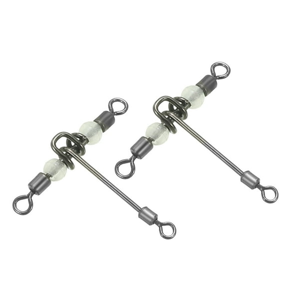 3 Way Swivel 17lbs Cross Line T Turn Rolling Terminal Tackle with Luminous Beads, Black, 25 Pack