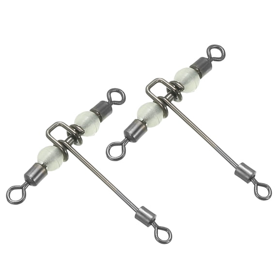 3 Way Swivel 28lbs Cross Line T Turn Rolling Terminal Tackle with Luminous Beads, Black, 25 Pack