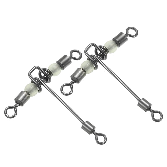 3 Way Swivel 44lbs Cross Line T Turn Rolling Terminal Tackle with Luminous Beads, Black, 10 Pack
