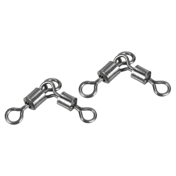 3 Way Swivel 88lb Copper Fishing Cross Line T Turn Terminal Tackle, Black 20 Pack