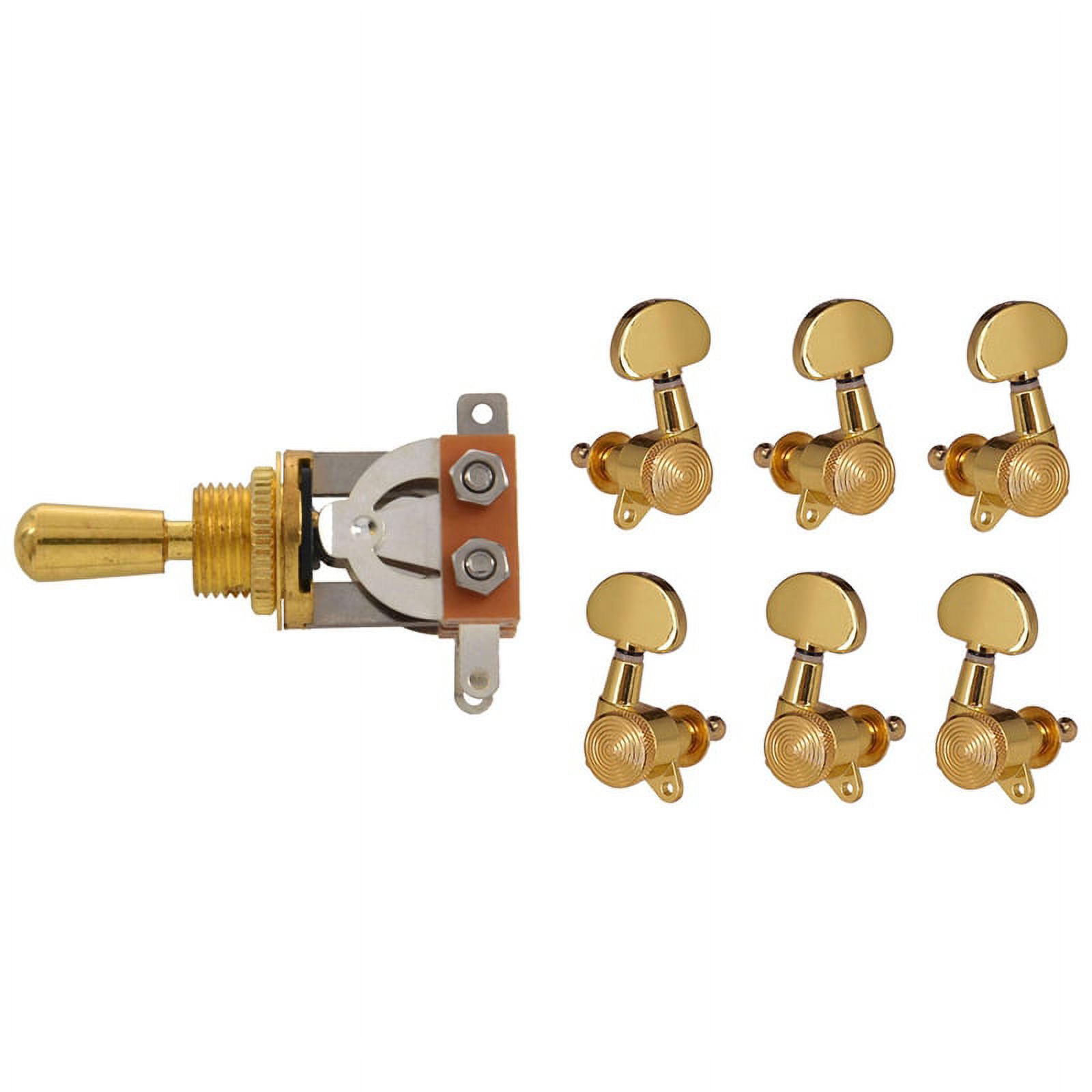 3 Way Toggle Switch and Brass Tip Knob with 3R3L Locked String Tuners Tuning Peg Key Machine
