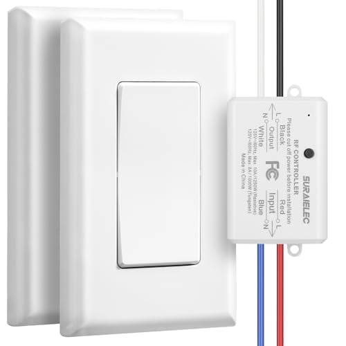 3 Way Wireless Light Switch, No Wiring, No WiFi, 100ft RF Range, Pre-Programmed, Expandable Wireless Wall Switch and Receiver Kit, Remote Control Light Fixture for Lamp, Ceiling Light, Fan