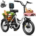 thumbnail image 1 of Qlife Triker 2.0 Folding 3 Wheel Electric Tricycle for Adults, 18" x 3.0" Foldable Electric Bike with Max 18MPH, 350W 48V 10.4Ah Battery Etrike, White, 1 of 8