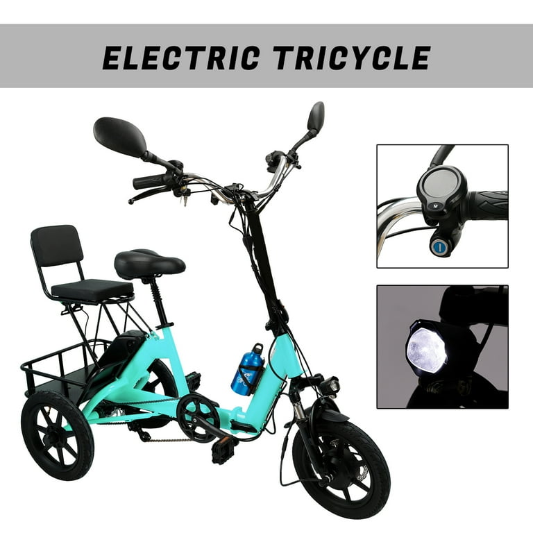 3 Wheel Electric Trike Motorized Folding Tricycle E Bike 48V 350W