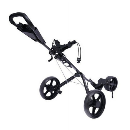 3 Wheel Foldable/Collapsible Golf Push Cart with Foot Brake & Cup Holder