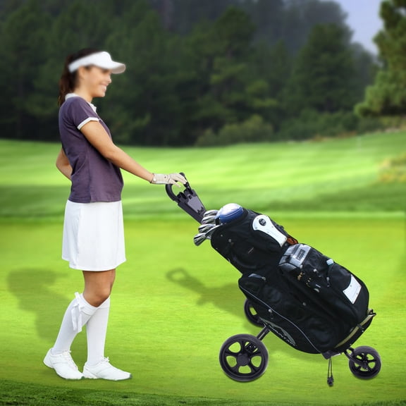 3 Wheel Foldable/Collapsible Golf Push Cart with Foot Brake Open and Close in ONE Second-Free Cup Holder Included