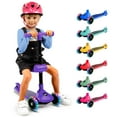 thumbnail image 1 of 3-Wheel Foldable Kids Scooter - Child Toy Scooter with Built-in LED Wheel Lights, Foldable Seat, and Easy Maneuvering Lean-to-Steer Technology (Purple), 1 of 5
