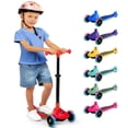 thumbnail image 1 of 3-Wheel Foldable Kids Scooter - Child Toy Scooter with Built-in LED Wheel Lights, and Easy Maneuvering Lean-to-Steer Technology (Red), 1 of 5