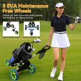 thumbnail image 1 of 3 Wheel Golf Push Cart, Foldable Golf Bag Cart with Ball Loading Aperture, Scorecard Board, Water Bottle Holder, Foot Brake-Green White, 1 of 8