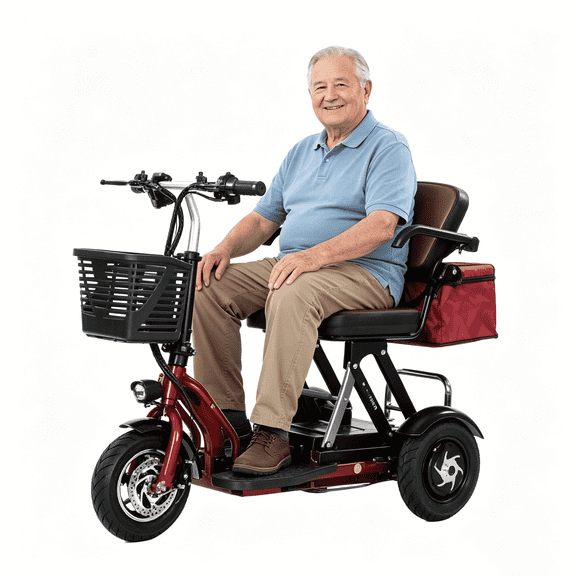 WEIMMIN Folding 20Ah Battery 3-Wheel Mobility Scooter, Red, 256 lb Limit