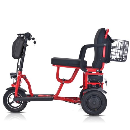 3 Wheel Mobility Scooter w Lithium Battery for 300lb, 700W, 20Miles, Fast Folding Red