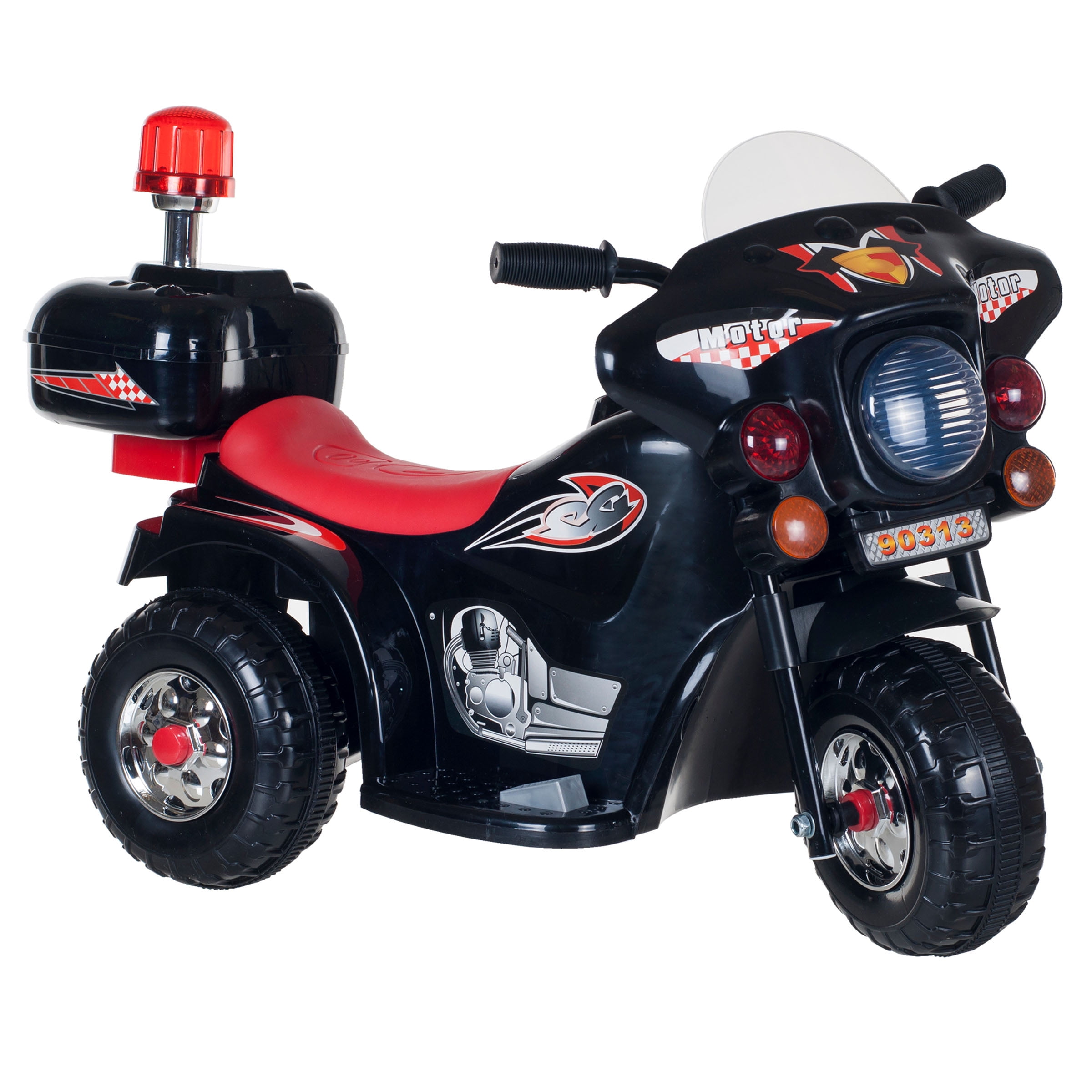 Black 6-Volt 3-Wheel Kids Motorcycle with Storage Compartment