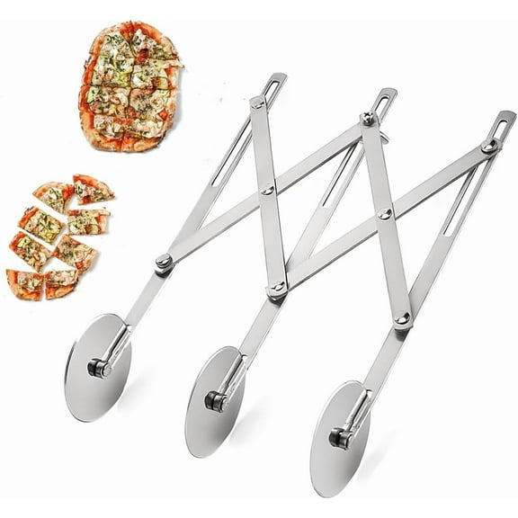 3 Wheel Pastry Cutter Stainless Steel Dough Cutter Roller Divider Adjustable Pizza Slicer Multi-Round Pastry Knife Baking Cookie Dough Cutter Divider