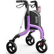 ZOTO Foldable 3 Wheel Walker for Seniors, Lightweight Rollator with Adjustable Height, Cup and Cane Holder,VRW310-PU