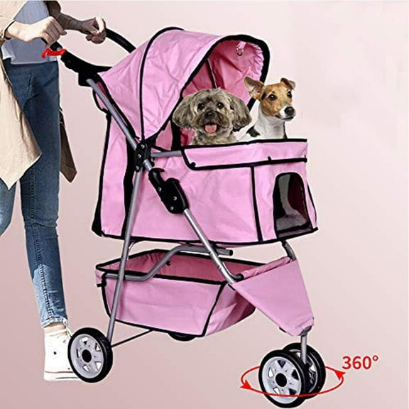 3 Wheels Pet Stroller Dog Stroller for Dog Cat Stroller Pet Jogging Stroller Pet Jogger Stroller Dog/Cat Cage Travel Lite Foldable Carrier Strolling Cart