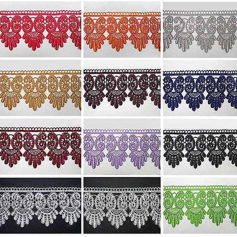 3" White Black Ivory Burgundy 12 Colors Floral Venice Lace Trim Guipure By Yard
