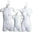 thumbnail image 1 of 3 White Mannequin Forms - Male Female & Child Torso Set & Hanging Hook, S-M Sizes, 1 of 4