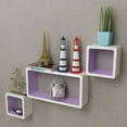 thumbnail image 1 of 3 White-Purple MDF Floating Wall Display Shelf Cubes Book/DVD Storage, 1 of 30