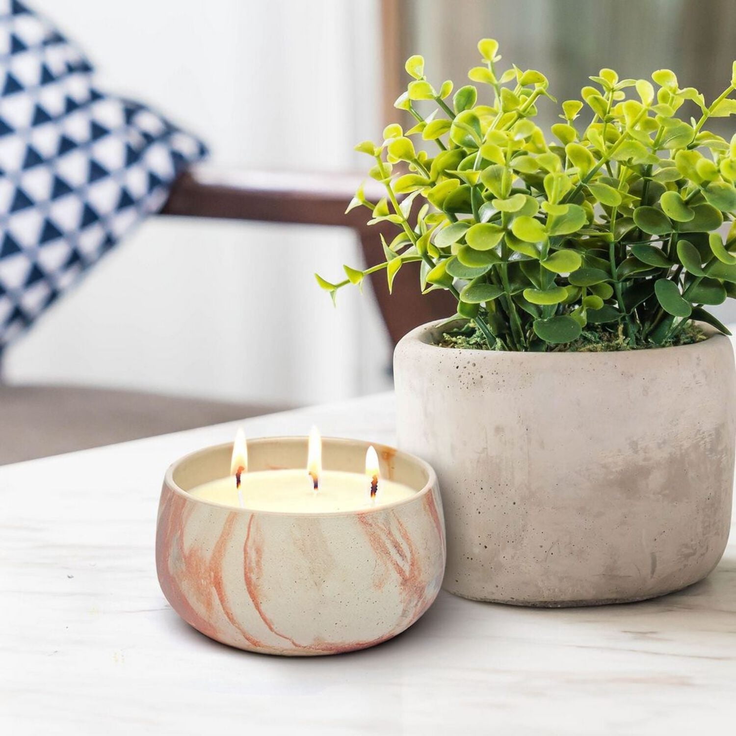 Aria Home Floral Scented Ceramic Candle Jar – Single Wick Decorative Spring Candle, 24oz