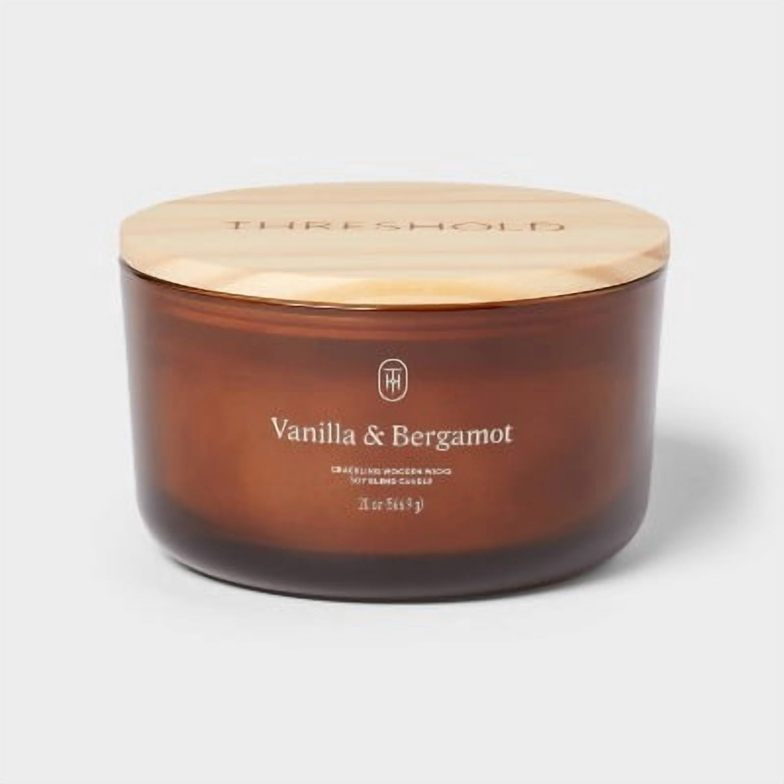 3-Wick Glass Wooden Wick Jar Candle
