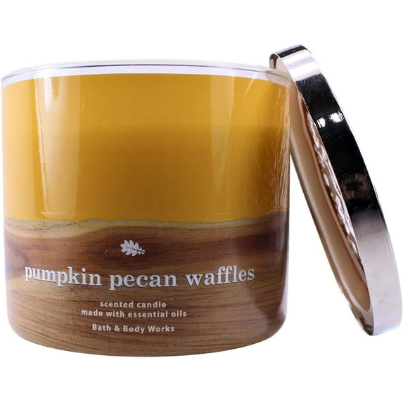 3-Wick Scented Candle w/Essential Oils - 14.5 oz - Pumpkin Pecan Waffles (Maple Syrup, Waffles, Pumpkin Spice, and Brown Sugar)