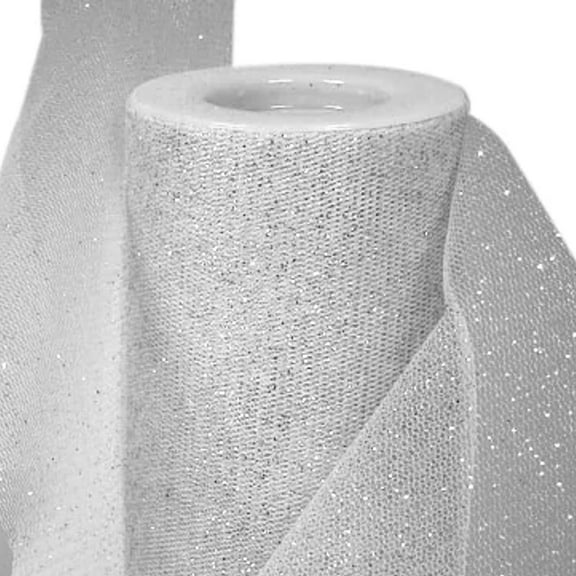 3" Wide Sparkly Metallic Silver Tulle Roll - 25 Yards (9092699)