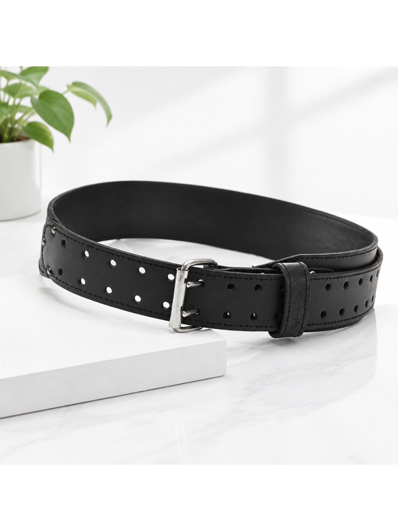 3" Wide Tapered Full-grain Leather Work Belt Durable And Rugged Black (75437)