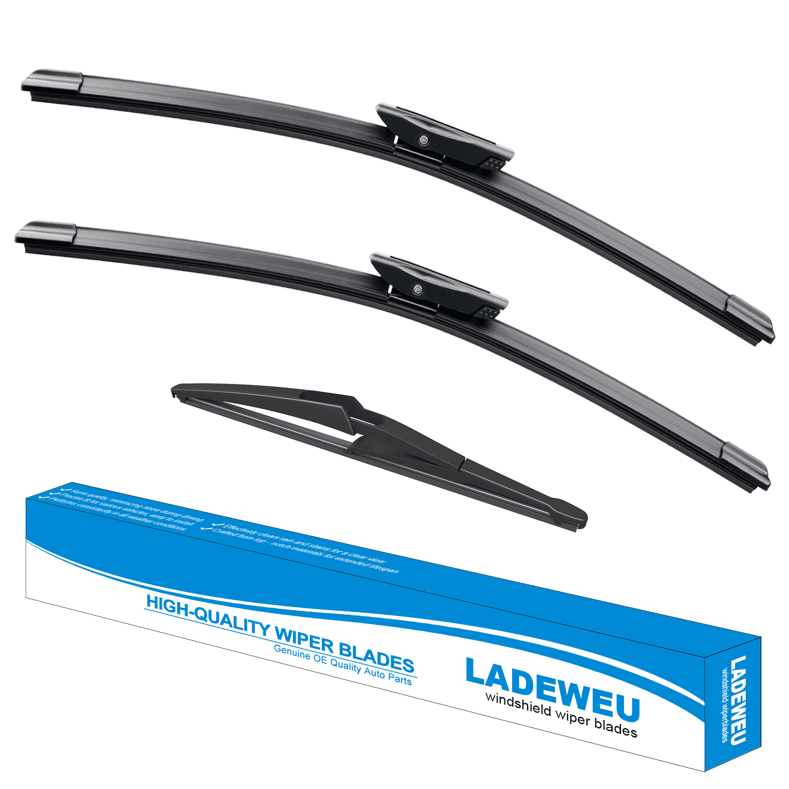 LADEWEU® 3 Wipers 19"+18"+10" for Mini Cooper 2013 All Weather Original Equipment Replacement Front with Rear Windshield Wiper Blades Set (Pack of 3)