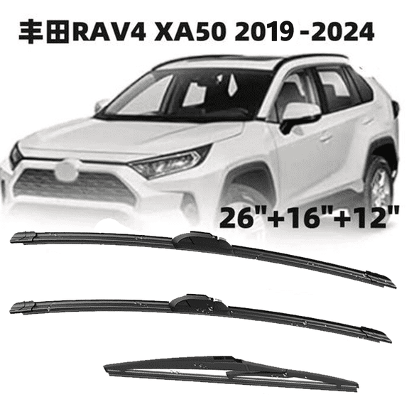 3 Wipers 26"/16"/12" Blades Replacement for 2019 -2024 TOYOTA RAV4 XA50 Original Equipment All Weather Original Equipment Automotive Replacement Front Rear Windshield Wiper Blade(Pack of 3)