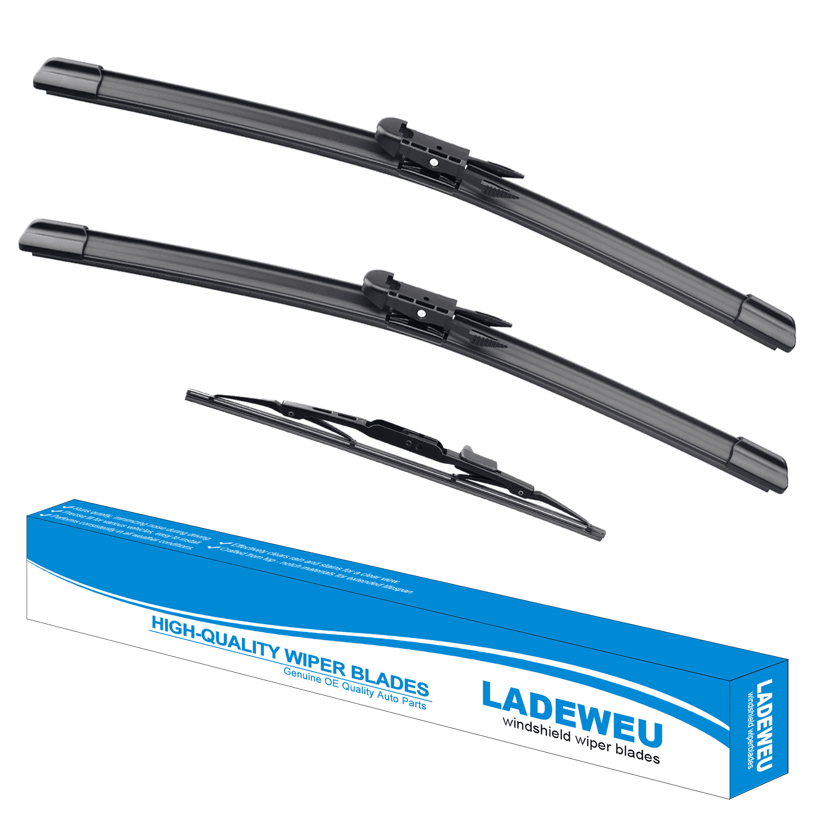 LADEWEU® 3 Wipers 26"+23"+14" for Toyota Sequoia 2008-2022 All Weather Original Equipment Replacement Front with Rear Windshield Wiper Blades Set (Pack of 3)