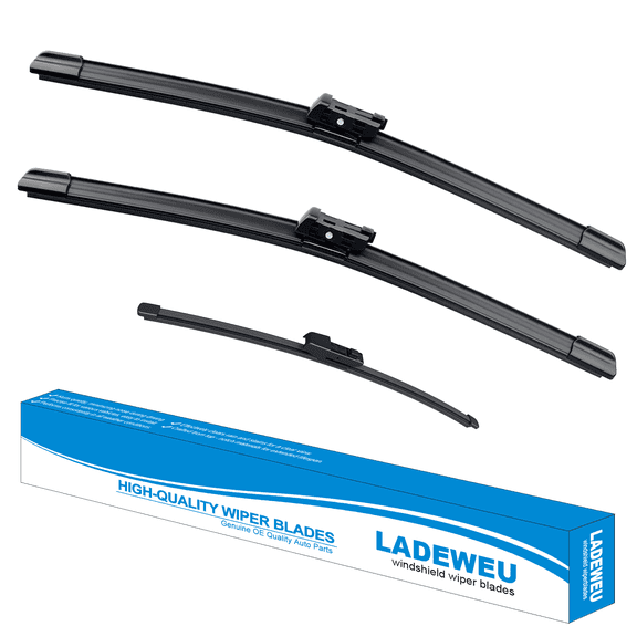 LADEWEU 3 Wipers 25"+22"+15" for Volkswagen Tiguan 2018-2022 All Weather Original Equipment Replacement Front with Rear Windshield Wiper Blades Set (Pack of 3)
