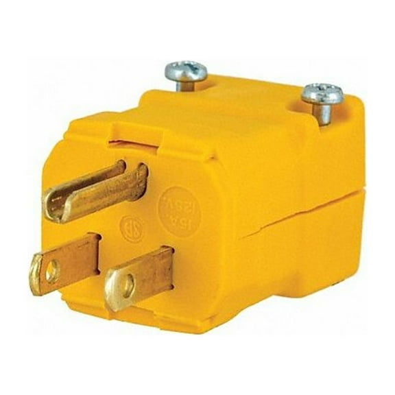 Straight Blade Plug, 5-15P, 15 A, 125V AC, 2 Pole, Screw Terminals, Grounded