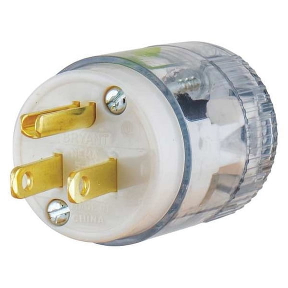 Straight Blade Plug, 5-15P, 15 A, 125V AC, 2 Pole, Screw Terminals, Grounded