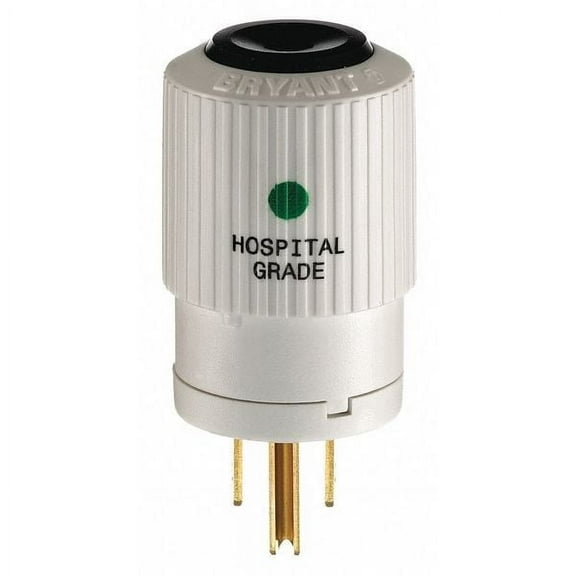 Straight Blade Plug, 5-15P, 15 A, 125V AC, 2 Pole, Screw Terminals, Grounded