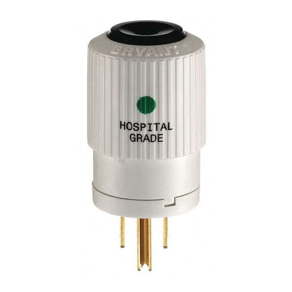 Straight Blade Plug, 5-15P, 15 A, 125V AC, 2 Pole, Screw Terminals, Grounded BRY8266NP