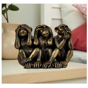 3 Wise Monkeys Statue for Home Decor Accents - Hear no Evil See no Evil Speak no Evil Figurine for Living Room,Bronze Modern Table Monkey Gift Shelf Decor Accents,2.95”W