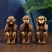 3 Wise Monkeys Statue Set - Hear No Evil See No Evil Speak No Evil - Resin Monkey Figurines for Office and Home Decor - Memorable Gift Option - Bronze Coating
