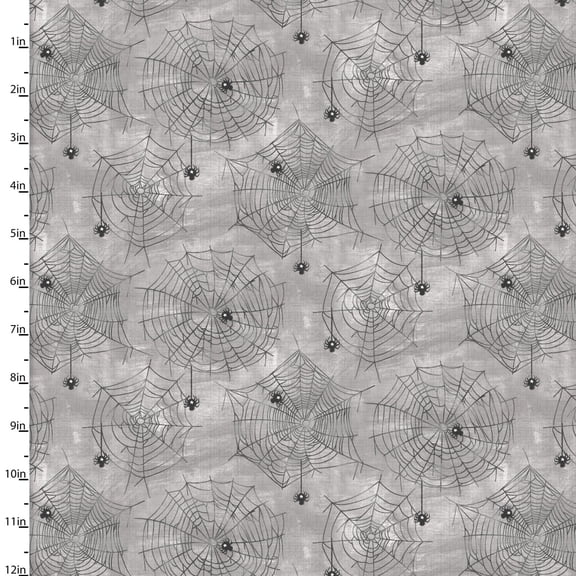 3 Wishes Boo Y'All Bitsy Spider Gray Cotton Fabric By Yard