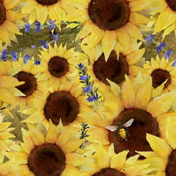 3 Wishes Fabric Locally Grown by Beth Albert 20195 Yellow Sunflower Field 100% Cotton Fabric sold by the yard
