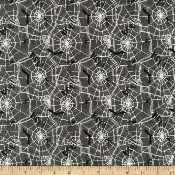 3 Wishes Fabric Spooky Night Spider Web 100% Cotton Fabric sold by the yard