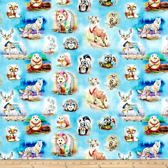 3 Wishes fabric Wild and Whimsy Animals 100% Cotton Fabric sold by the yard