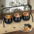 thumbnail image 1 of Halloween Witches Cauldron Serving Bowls Set of 3 on Rack - Black , Skeletons, Candy Punch Bowl, for Home Kitchen Indoor Outdoor, Party Decor, for Halloween Supplies, 1 of 5