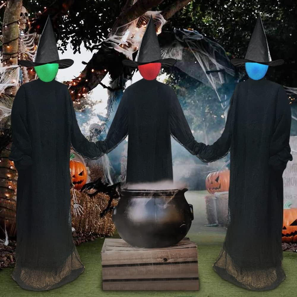 3 Witches Halloween Decorations Outdoor, 5 Ft Halloween Light-Up ...