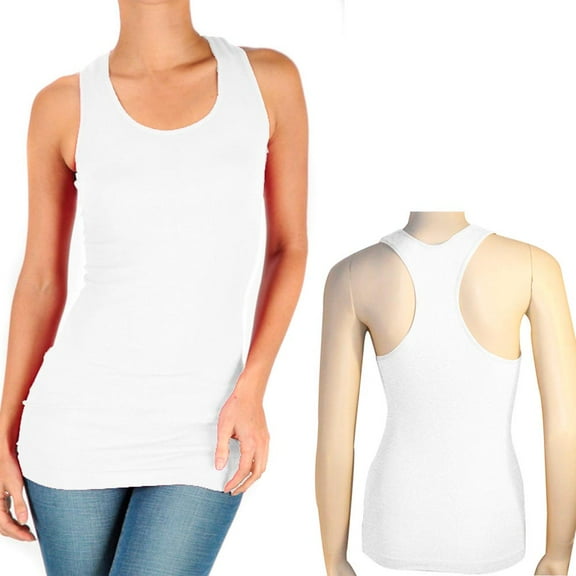 3 Women Seamless Cami White Racerback Tank Top Stretch Sleeveless Basic Sports