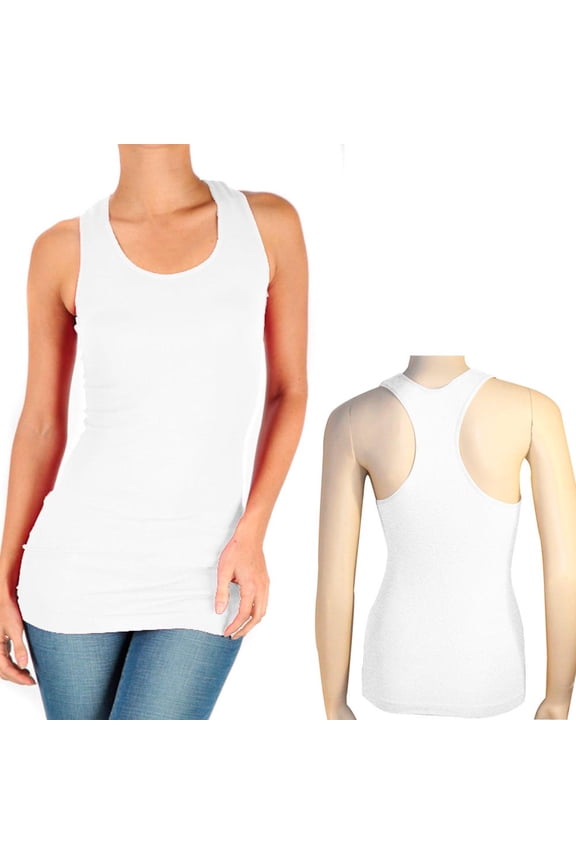 3 Women Seamless Cami White Racerback Tank Top Stretch Sleeveless Basic Sports