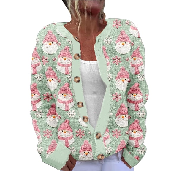 3. Women's Winter Knit Button Cardigan Holiday Cozy Longline Coat Warm Tops