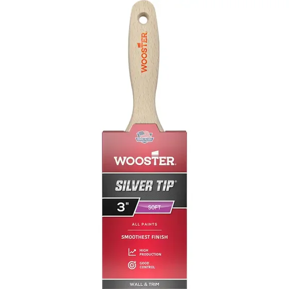 3" Wooster Brush Company 5222 Silver Tip CT Polyester Flat Varnish Paint Brush